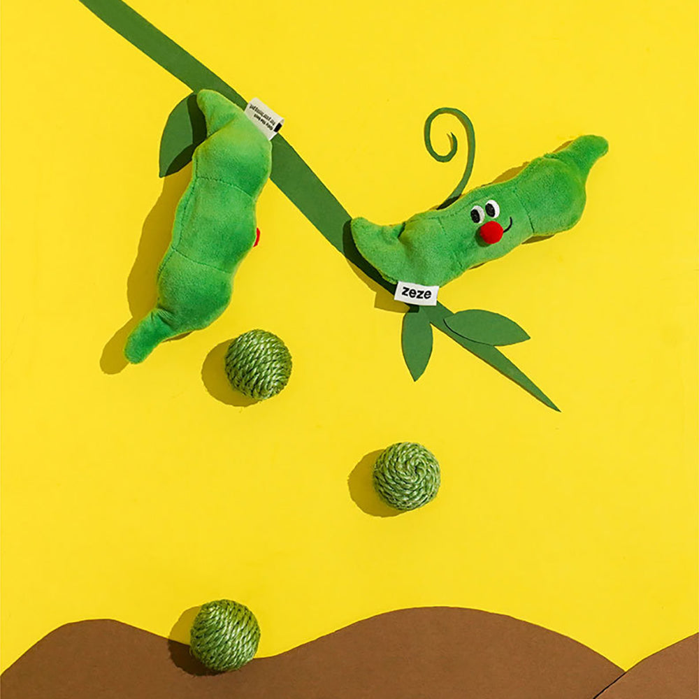 3PCS Cat Toy Balls, Interactive Pet Play Balls Sisal Rope Scratching Chew Ball Toy with Rustling Sound Pea Pod Storage for Indoor Kitten Training Hunting