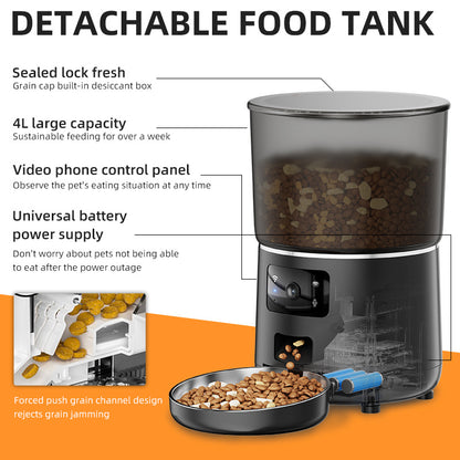 IPSKY PFF040 1080P HD Smart Pet Feeder Camera Wifi Enabled 2-Way Audio Night Vision Automatic Food Dispenser for Pet Life Security