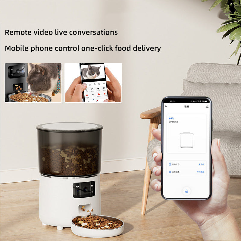 IPSKY PFF040 1080P HD Smart Pet Feeder Camera Wifi Enabled 2-Way Audio Night Vision Automatic Food Dispenser for Pet Life Security